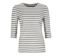 modAS Bretonisches Damenshirt mit 3/4-Arm - Streifenshirt Ringelshirt Basic Shirt Gestreift aus Baumwolle in Graumelange/Weiß Größe 42