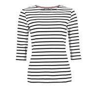 modAS Bretonisches Damenshirt mit 3/4-Arm - Streifenshirt Ringelshirt Basic Shirt Gestreift aus Baumwolle in Blaumelange/Weiß Größe 36