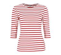 modAS Bretonisches Damenshirt mit 3/4-Arm - Streifenshirt Ringelshirt Basic Shirt Gestreift aus Baumwolle in Blaumelange/Weiß Größe 36