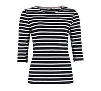 modAS Bretonisches Damenshirt mit 3/4-Arm - Streifenshirt Ringelshirt Basic Shirt Gestreift aus Baumwolle in Blau/Weiß Größe 36