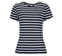 modAS Bretonisches Damenshirt T-Shirt Gestreift mit Rundhalsausschnitt - Ringelshirt Streifenshirt aus Baumwolle in Blau/Weiß Größe 46