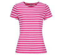 modAS Bretonisches Damenshirt T-Shirt Gestreift mit Rundhalsausschnitt - Ringelshirt Streifenshirt aus Baumwolle in Magnolia/Weiß Größe 40