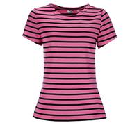 modAS Bretonisches Damenshirt T-Shirt Gestreift mit Rundhalsausschnitt - Ringelshirt Streifenshirt aus Baumwolle in Magnolia-Blau Größe 52