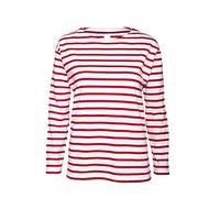Bretonisches Fischerhemd Damen Langarm - Streifenshirt - weiß/rotgestreift weiß 38