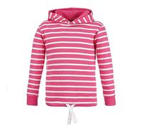 modAS Bretonisches Kinder Kapuzenshirt - Mädchen Jungen Longsleeve Kapuzen-Pullover Langarm Shirt mit Streifen aus Baumwolle in Magnolia/Weiß Größe 146-152