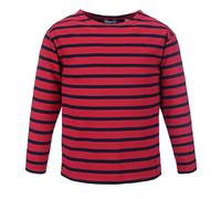 modAS Bretonisches Shirt für Kinder - Longsleeve Pullover Langarm Shirt mit Streifen Mädchen Jungen aus Baumwolle in Rot/Blau Größe 128
