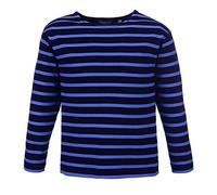 modAS Bretonisches Shirt für Kinder - Longsleeve Pullover Langarm Shirt mit Streifen Mädchen Jungen aus Baumwolle in Blau/Royal Größe 104