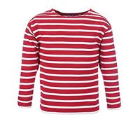 modAS Bretonisches Shirt für Kinder - Longsleeve Pullover Langarm Shirt mit Streifen Mädchen Jungen aus Baumwolle in Rot/Weiß Größe 116