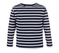 modAS Bretonisches Shirt für Kinder - Longsleeve Pullover Langarm Shirt mit Streifen Mädchen Jungen aus Baumwolle in Blau/Weiß Größe 152