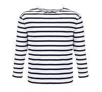 modAS Bretonisches Shirt für Kinder - Longsleeve Pullover Langarm Shirt mit Streifen Mädchen Jungen aus Baumwolle in Weiß/Blau Größe 140