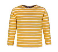 modAS Bretonisches Shirt für Kinder - Longsleeve Pullover Langarm Shirt mit Streifen Mädchen Jungen aus Baumwolle in Safran-Weiß Größe 80