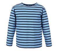 modAS Bretonisches Shirt für Kinder - Longsleeve Pullover Langarm Shirt mit Streifen Mädchen Jungen aus Baumwolle in Azur/Blau Größe 98