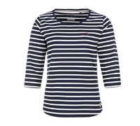 modAS Damen Bretonisches Shirt mit 3/4-Arm und Rundhals - Shirt mit Streifen aus Baumwolle in Blau-Weiß Größe 38