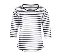 modAS Damen Bretonisches Shirt mit 3/4-Arm und Rundhals - Shirt mit Streifen aus Baumwolle in Weiß-Blau Größe 40