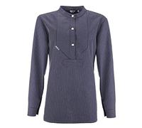 modAS Damen Fischerhemd mit optimierter Schnittführung für Damen - Hemd im traditionellen Finkenwerder-Stil in Blau mit schmalen Streifen Größe 48