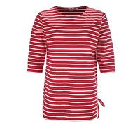 modAS Damen Long-Shirt 1/2-Arm Maritim mit Streifen - Rundhalsshirt mit modischer Schnürung in Rot-Weiß Größe 48