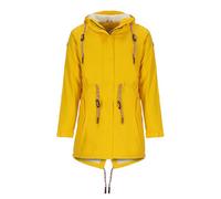 modAS Damen Regenmantel aus PU - Frauen Regenjacke gefüttert mit Teddy-Fleece Futter wasserdicht in Gelb Größe 52 bis 54
