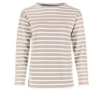 modAS Damen Shirt Bretonisches Damenshirt mit U-Boot Ausschnitt - Ringelshirt Streifenshirt Langarmshirt mit Streifen aus Baumwolle in Sand-Weiß Größe 52