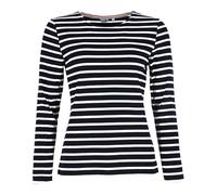modAS Damen Shirt Streifenshirt 1/1-Arm - Ringelshirt Langarmshirt Damen Gestreift - Longsleeve Shirt mit Streifen aus Baumwolle in Blau/Weiß Größe 44
