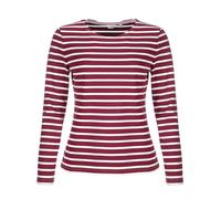 modAS Damen Shirt Streifenshirt 1/1-Arm - Ringelshirt Langarmshirt Damen Gestreift - Longsleeve Shirt mit Streifen aus Baumwolle in Vino-Weiß Größe 44
