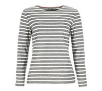 modAS Damen Shirt Streifenshirt 1/1-Arm - Ringelshirt Langarmshirt Damen Gestreift - Longsleeve Shirt mit Streifen aus Baumwolle in Graumelange/Weiß Größe 52