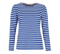 modAS Damen Shirt Streifenshirt 1/1-Arm - Ringelshirt Langarmshirt Damen Gestreift - Longsleeve Shirt mit Streifen aus Baumwolle in Royal/Weiß Größe 40