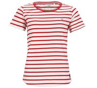 modAS Damen T-Shirt im bretonischen Streifen-Design - Gestreiftes Kurzarm-Shirt aus Baumwolle in Weiß-Rot Größe 36