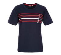 modAS Damen T-Shirt mit Anker-Streifen-Print - Maritimes Kurzarmshirt mit Rundhalsausschnitt in Marine Größe 44