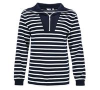 modAS Damen Troyer-Shirt Maritim mit Streifen - Gestreiftes Langarmshirt aus Baumwolle in Blau-Weiß Größe 50