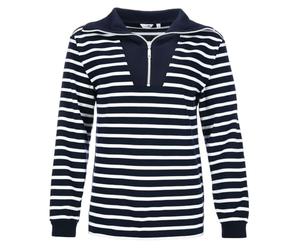 modAS Damen Troyer-Shirt Maritim mit Streifen - Gestreiftes Langarmshirt aus Baumwolle in Blau-Weiß Größe 38