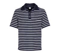 modAS Herren Poloshirt mit Knopfleiste mit 3 Metall-Knöpfen - Gestreiftes T-Shirt mit Brusttasche in Blau-Weiß Größe L