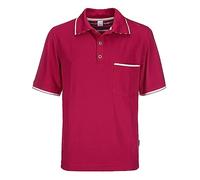 modAS Herren Poloshirt mit Knopfleiste mit 3 Metall-Knöpfen - Unifarbenes T-Shirt mit Brusttasche in Rot Größe 3XL