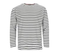 modAS Herren Shirt Bretonisches Streifenshirt - Ringelshirt Streifenshirt Langarmshirt mit Streifen aus Baumwolle in Weiß/Blau Größe 44