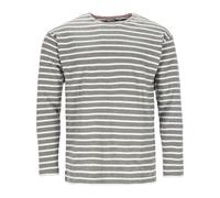 modAS Herren Shirt Bretonisches Streifenshirt - Ringelshirt Streifenshirt Langarmshirt mit Streifen aus Baumwolle in Grau-Melange Größe 50