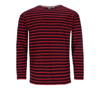 modAS Herren Shirt Bretonisches Streifenshirt - Ringelshirt Streifenshirt Langarmshirt mit Streifen aus Baumwolle in Blau/Rot Größe 52