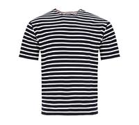 modAS Herren T-Shirt Bretonisches Streifenshirt - Ringelshirt Streifenshirt Kurzarm mit Streifen aus Baumwolle in Blau/Weiß Größe 50
