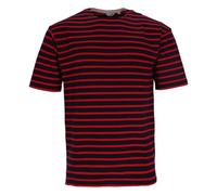 modAS Herren T-Shirt Bretonisches Streifenshirt - Ringelshirt Streifenshirt Kurzarm mit Streifen aus Baumwolle in Blau-Rot Größe 62