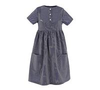 modAS Kinder Fischerkleid Klassisch - Gestreiftes Kleid im Finkenwerder-Stil mit schmalen Streifen in Blau Größe 134