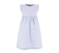 modAS Kinder Kleid gestreift mit Rüschen - Mädchenkleid mit Streifen Ringelkleid Streifenkleid in Azur-Weiß Größe 104