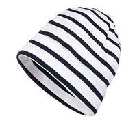 modAS Mütze Maritime Rollmütze Unisex für Kinder und Erwachsene - Ringelmütze Baumwollmütze mit Streifen in Weiß/Blau bis 52 cm Kopfumfang (Kleinkind)