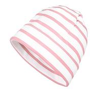modAS Mütze Maritime Rollmütze Unisex für Kinder und Erwachsene - Ringelmütze Baumwollmütze mit Streifen in Weiß/Rosa bis 55 cm Kopfumfang (Kind)