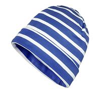 modAS Mütze Maritime Rollmütze Unisex für Kinder und Erwachsene - Ringelmütze Baumwollmütze mit Streifen in Royal/Weiß bis 52 cm Kopfumfang (Kleinkind)