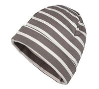 modAS Mütze Maritime Rollmütze Unisex für Kinder und Erwachsene - Ringelmütze Baumwollmütze mit Streifen in Taupe/Natur bis 55 cm Kopfumfang (Kind)