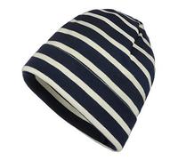 modAS Mütze Maritime Rollmütze Unisex für Kinder und Erwachsene - Ringelmütze Baumwollmütze mit Streifen in Blau/Natur bis 55 cm Kopfumfang (Kind)