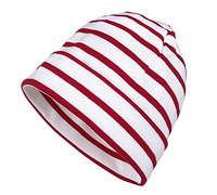 modAS Mütze Maritime Rollmütze Unisex für Kinder und Erwachsene – Ringelmütze Baumwollmütze mit Streifen in Weiß / Rot bis 58 cm Kopfumfang