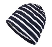 modAS Mütze Maritime Rollmütze Unisex für Kinder und Erwachsene - Ringelmütze Baumwollmütze mit Streifen in Blau/Weiß bis 58 cm Kopfumfang