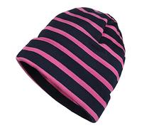 modAS Mütze Maritime Rollmütze Unisex für Kinder und Erwachsene - Ringelmütze Baumwollmütze mit Streifen in Blau/Magnolia bis 46 cm Kopfumfang (Säugling)