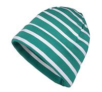 modAS Mütze Maritime Rollmütze Unisex für Kinder und Erwachsene - Ringelmütze Baumwollmütze mit Streifen in Smaragd/Weiß bis 55 cm Kopfumfang (Kind)