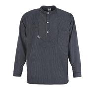 modAS Unisex Finkenwerder Fischerhemd Basic Line - Hemd Seemann Skipper Fischer-Hemd gestreift aus Baumwolle mit schmalen Streifen in Blau Größe XL