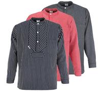 modAS Unisex Finkenwerder Fischerhemd Basic Line - Hemd Seemann Skipper Fischer-Hemd gestreift aus Baumwolle mit Breiten Streifen in Blau Größe 3XL